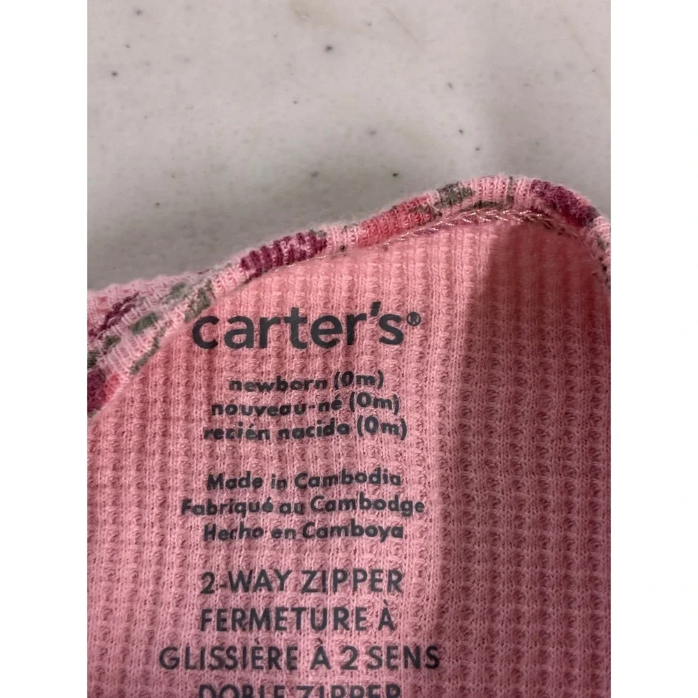 Carter's Baby Girl Sleeper Lot 3pc Newborn 0-3M Bamboo Daisy Pink Waffle Giraffe